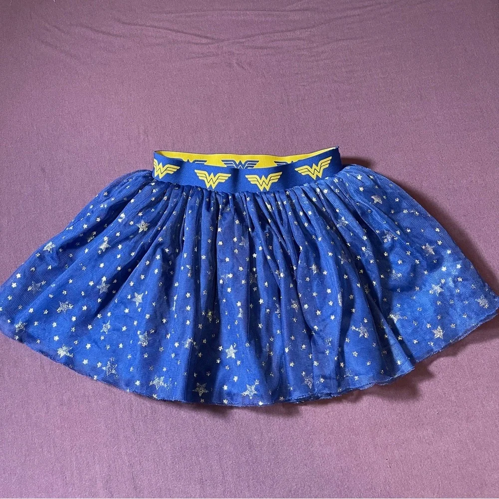 Hanna Andersson Wonder Woman Tulle Skirt Blue/Yellow - Kids Size 5 Superhero